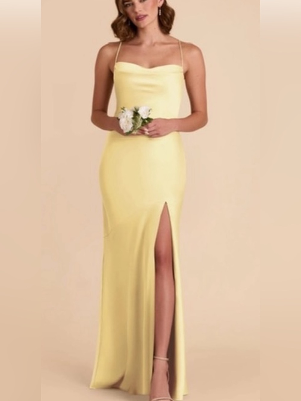 Birdie Grey Yellow Bridesmaid Gown with Thigh Slit
